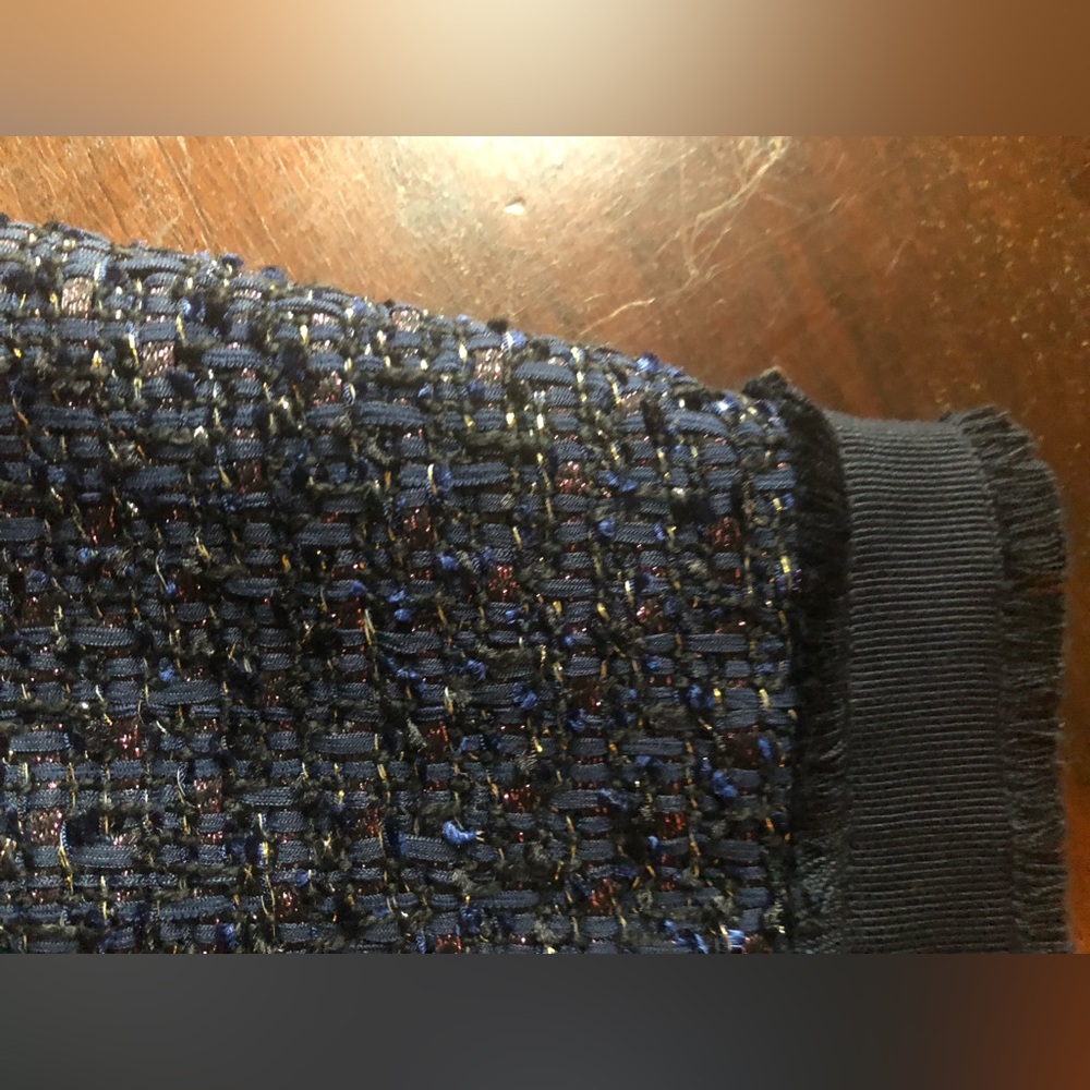 Ann Taylor Navy Tweed Mini Skirt with Metallic Thread - Picture 5 of 10